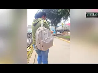 Thumbnail: Neighbor surprises with public blowjob at bus stop